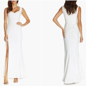 NEW Dress The Population Womens Monroe Side Slit Gown Off White Medium Formal